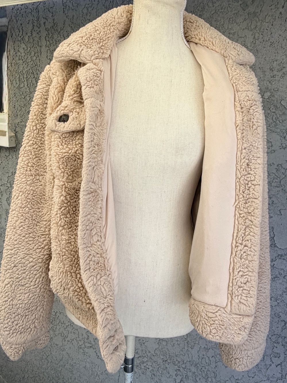 Fashion Nova Button Up Jacket Teddy Sherpa Fleece Trucker Style Womens Medium - Picture 6 of 13